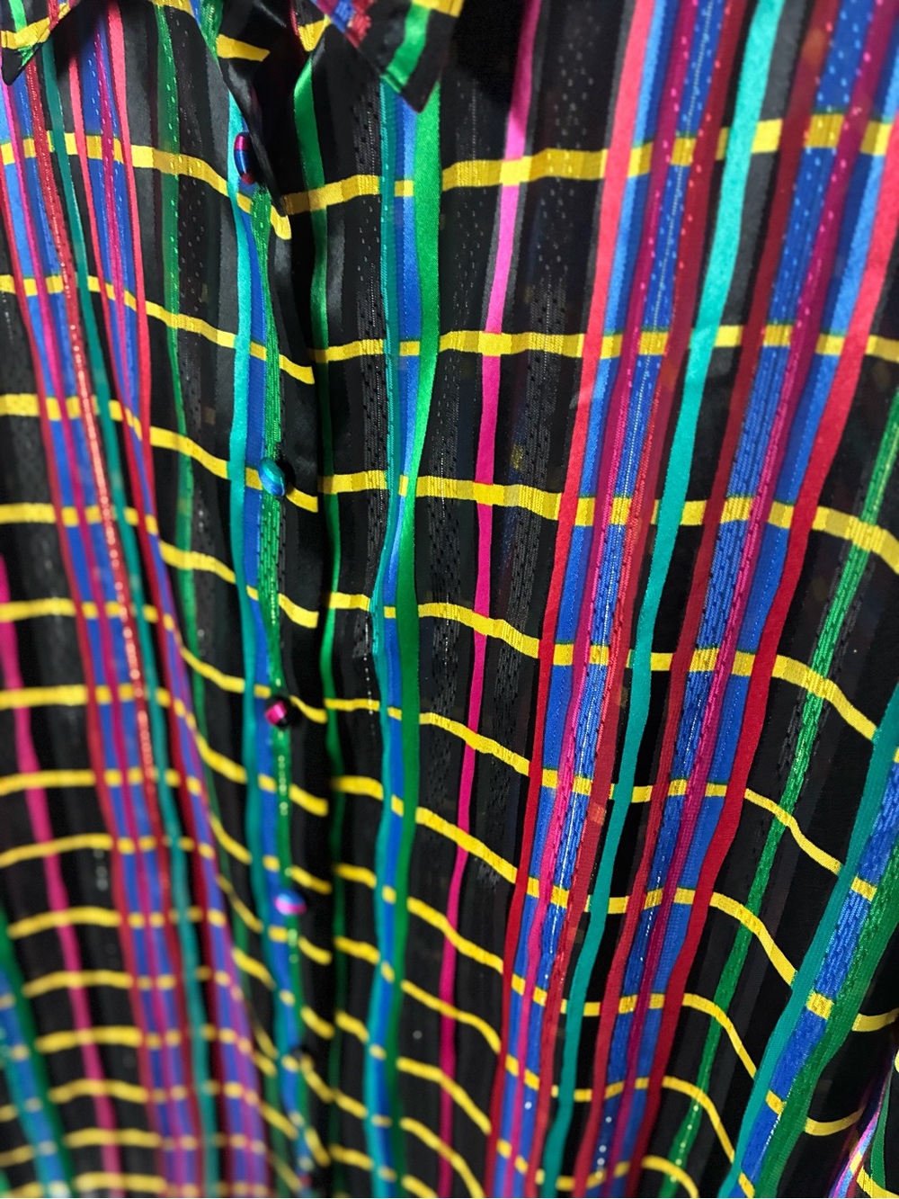 Yves St. Clair Black Multicolor Striped Plaid Button-Down Shirt - Picture 5 of 7